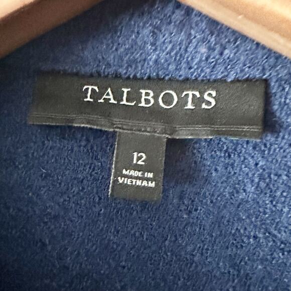 Talbots Boiled Wool Navy Zip Front Jacket Women's Size 12 long sleeves - Picture 4 of 13